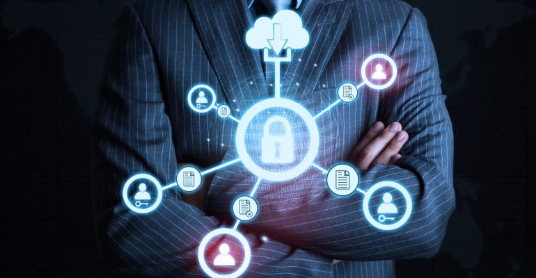 businessman Lock connection technology