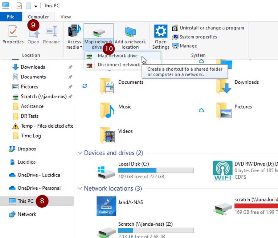 map a local folder to a drive letter